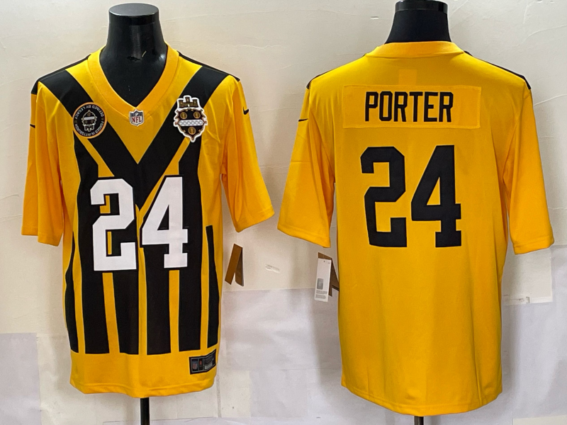Men Pittsburgh Steelers #24 Porter Yellow Retro 2025 Nike Limited NFL Jersey style 001->pittsburgh steelers->NFL Jersey
